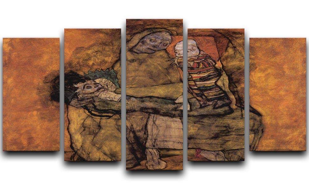 Mother with two children by Egon Schiele 5 Split Panel Canvas - Canvas Art Rocks - 1