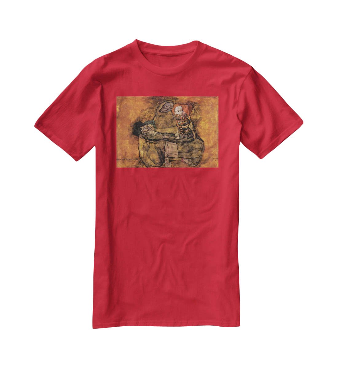 Mother with two children by Egon Schiele T-Shirt - Canvas Art Rocks - 4