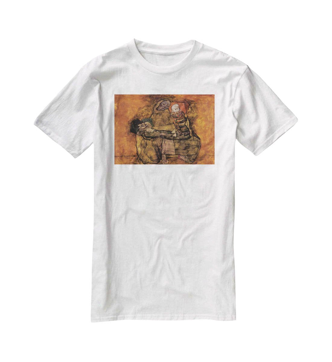 Mother with two children by Egon Schiele T-Shirt - Canvas Art Rocks - 5