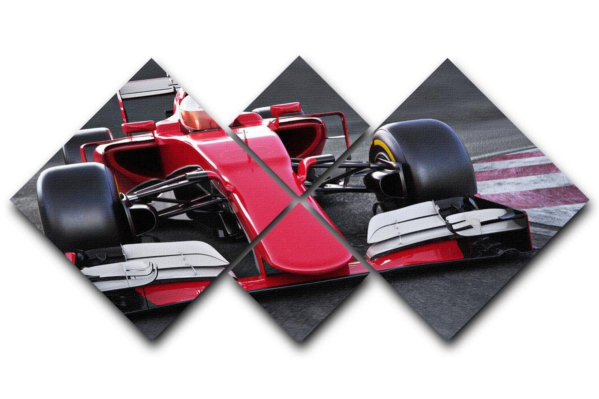 Motor sports race car 4 Square Multi Panel Canvas  - Canvas Art Rocks - 1