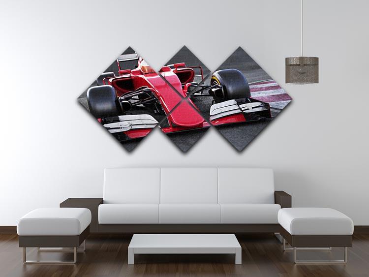 Motor sports race car 4 Square Multi Panel Canvas  - Canvas Art Rocks - 3