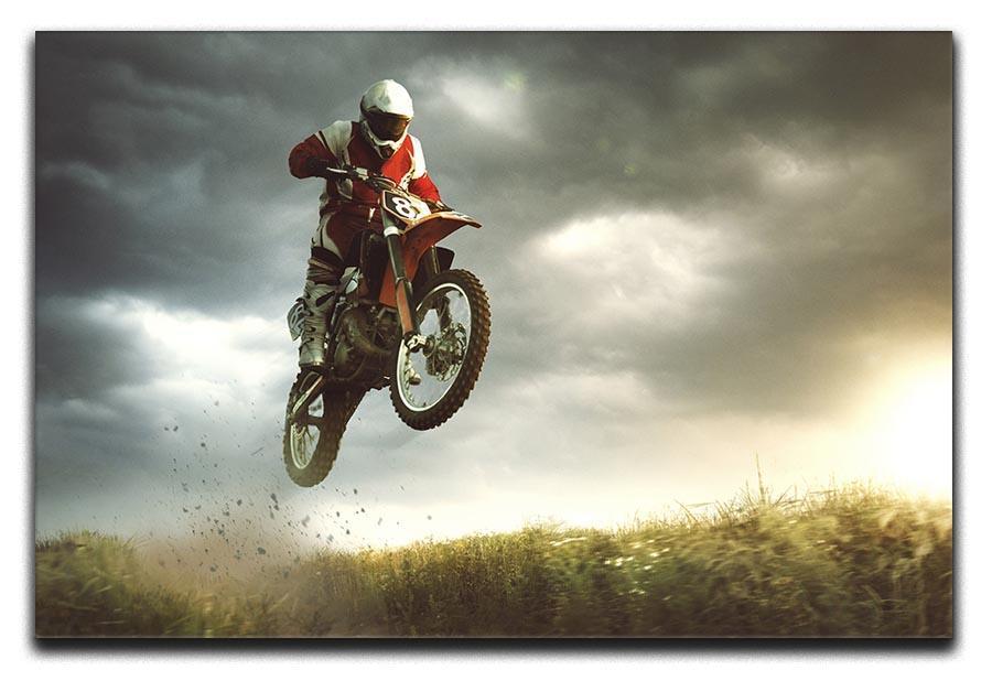 Motorbike jumps in the air Canvas Print or Poster  - Canvas Art Rocks - 1