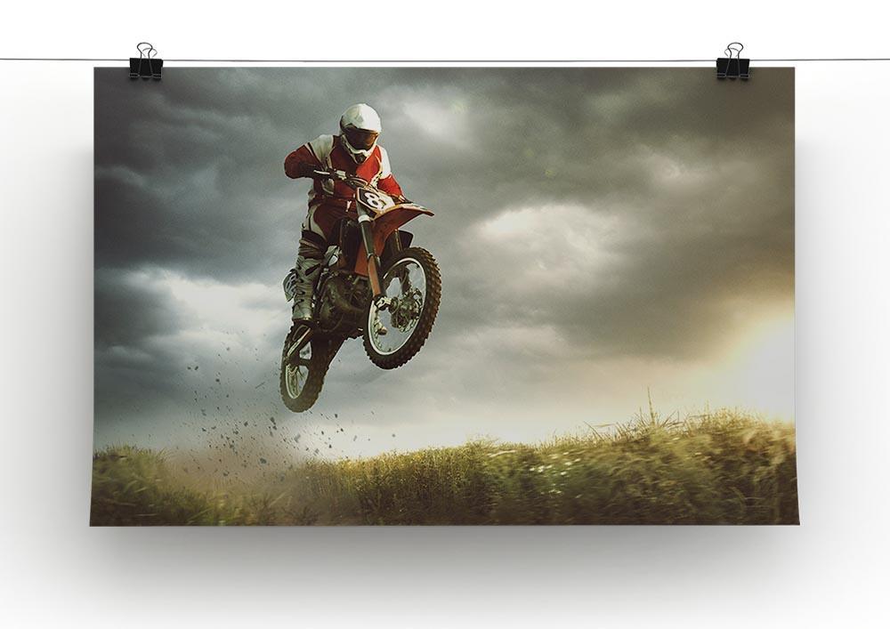 Motorbike jumps in the air Canvas Print or Poster - Canvas Art Rocks - 2