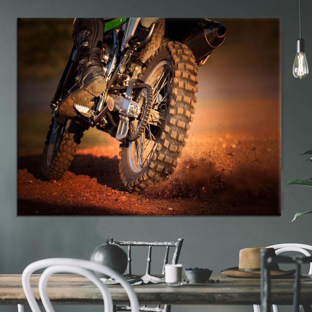 Motorbike on dirt track Canvas Print or Poster