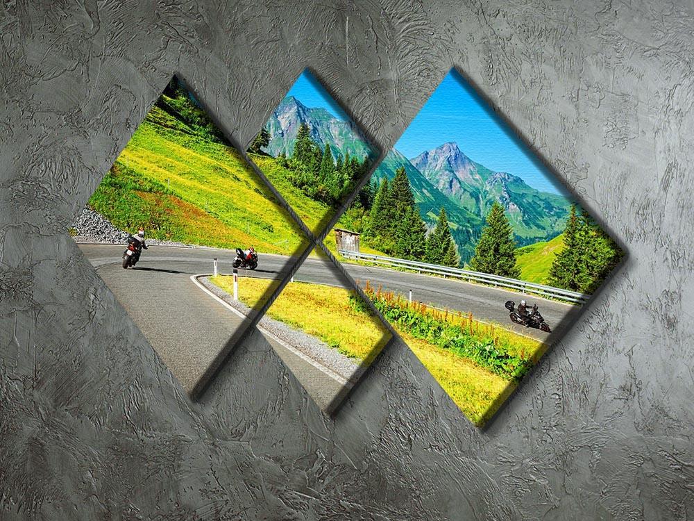 Motorbikers group in the moutains 4 Square Multi Panel Canvas  - Canvas Art Rocks - 2