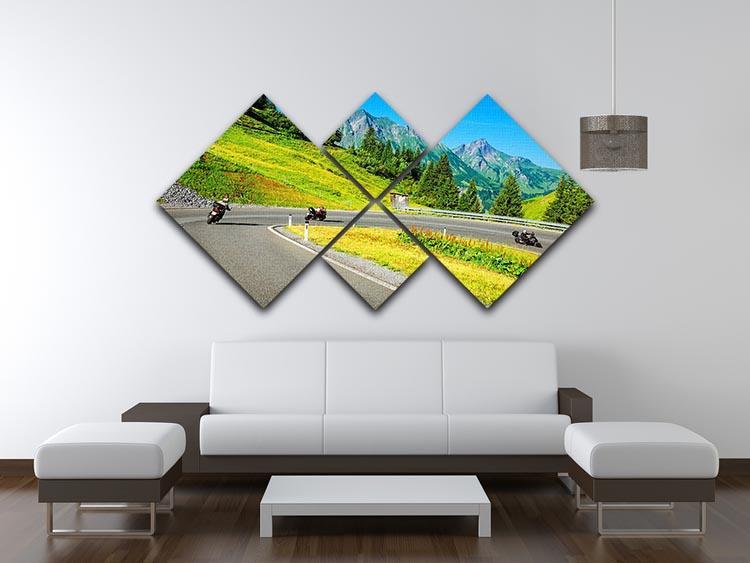 Motorbikers group in the moutains 4 Square Multi Panel Canvas  - Canvas Art Rocks - 3