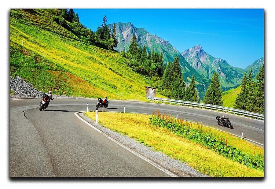 Motorbikers group in the moutains Canvas Print or Poster  - Canvas Art Rocks - 1
