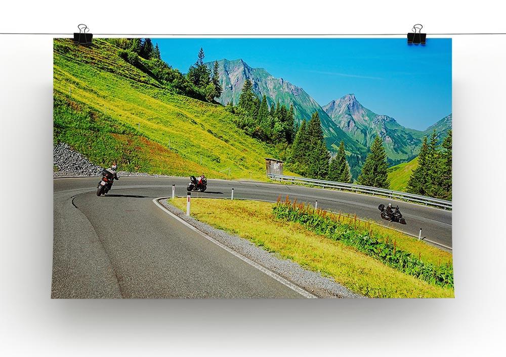 Motorbikers group in the moutains Canvas Print or Poster - Canvas Art Rocks - 2
