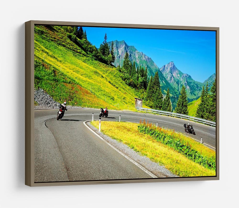 Motorbikers group in the moutains HD Metal Print