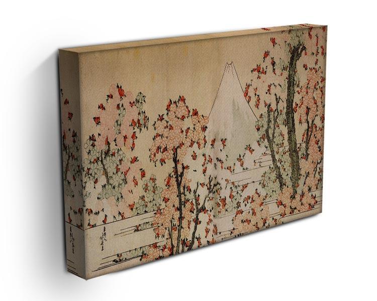 Mount Fuji behind cherry trees and flowers by Hokusai Canvas Print or Poster - Canvas Art Rocks - 3