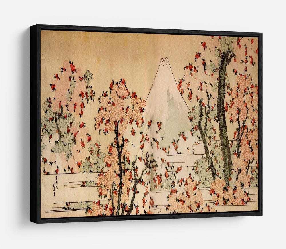 Mount Fuji behind cherry trees and flowers by Hokusai HD Metal Print