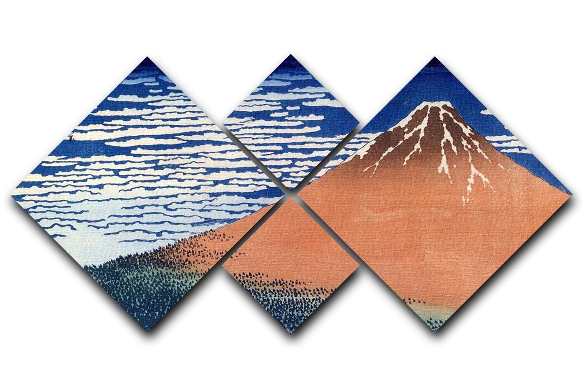 Mount Fuji by Hokusai 4 Square Multi Panel Canvas  - Canvas Art Rocks - 1