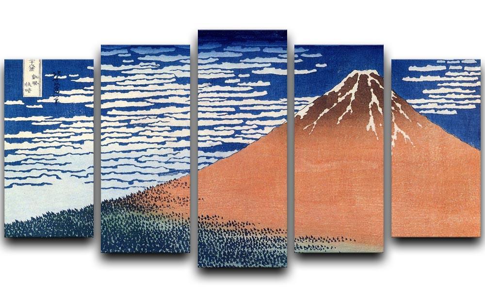 Mount Fuji by Hokusai 5 Split Panel Canvas  - Canvas Art Rocks - 1