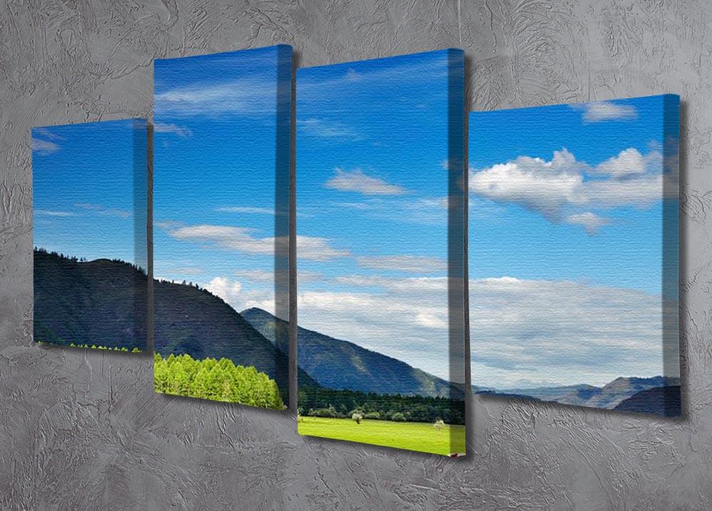 Mountain landscape with grazing cows and sky 4 Split Panel Canvas - Canvas Art Rocks - 2