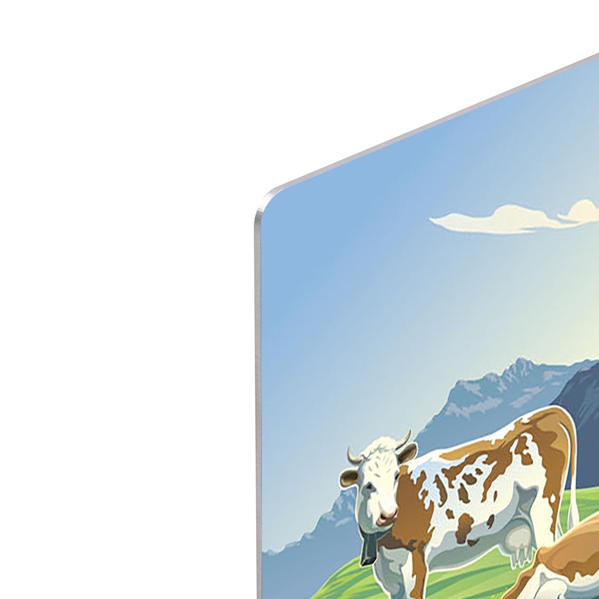 Mountain landscape with two cows HD Metal Print - Canvas Art Rocks - 4