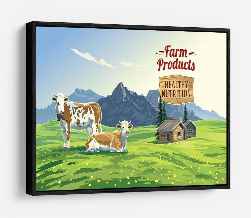 Mountain landscape with two cows HD Metal Print - Canvas Art Rocks - 6