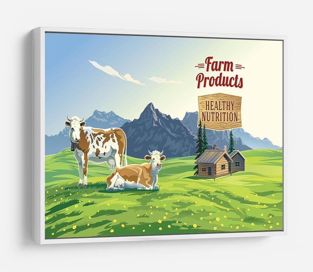 Mountain landscape with two cows HD Metal Print - Canvas Art Rocks - 7