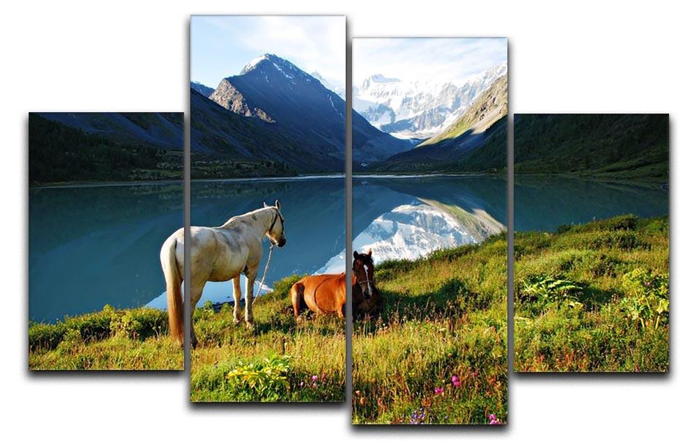 Mountain pasture horses 4 Split Panel Canvas - Canvas Art Rocks - 1