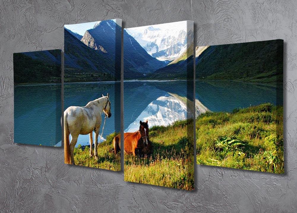 Mountain pasture horses 4 Split Panel Canvas - Canvas Art Rocks - 2