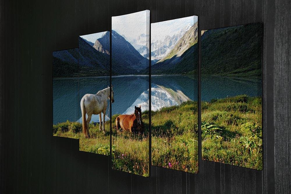 Mountain pasture horses 5 Split Panel Canvas - Canvas Art Rocks - 2