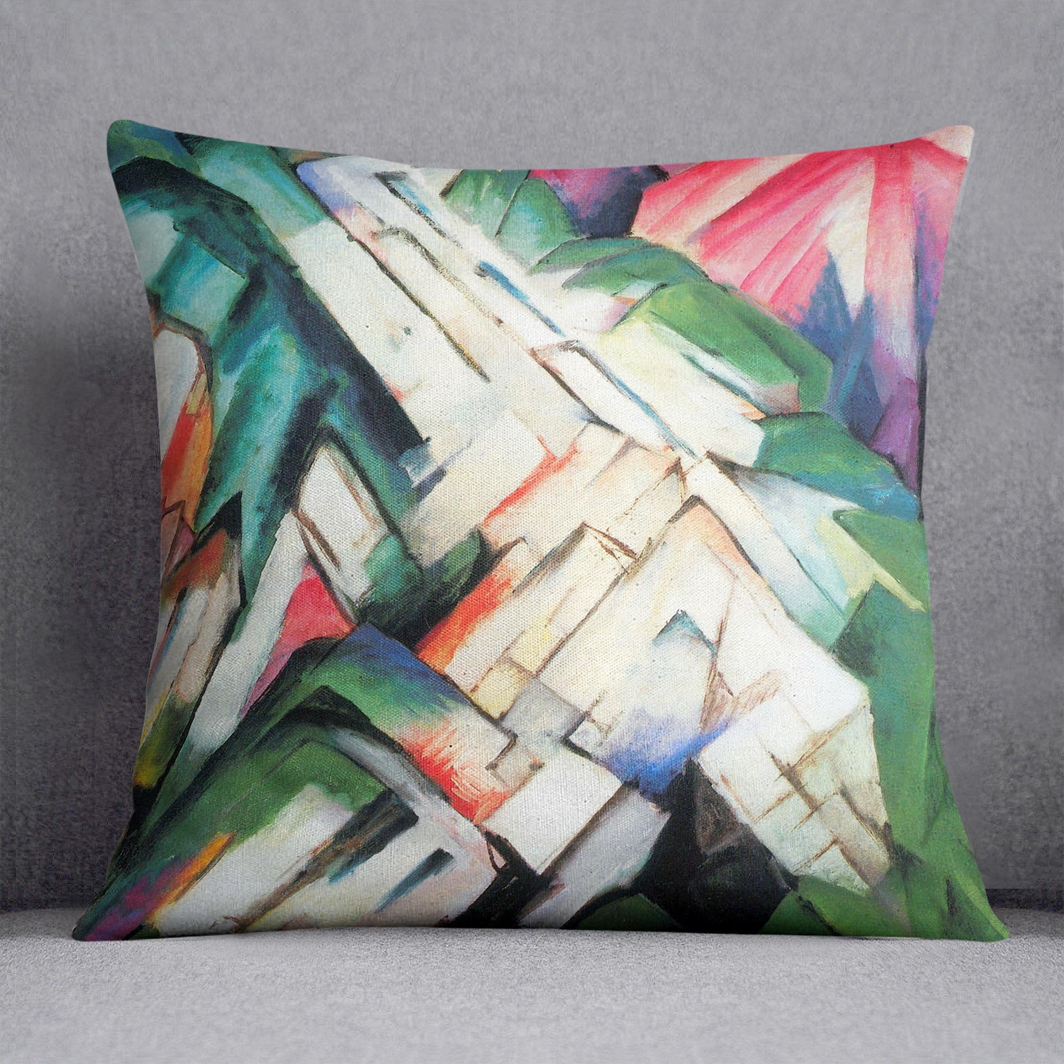 Mountains Landscape by Franz Marc Throw Pillow