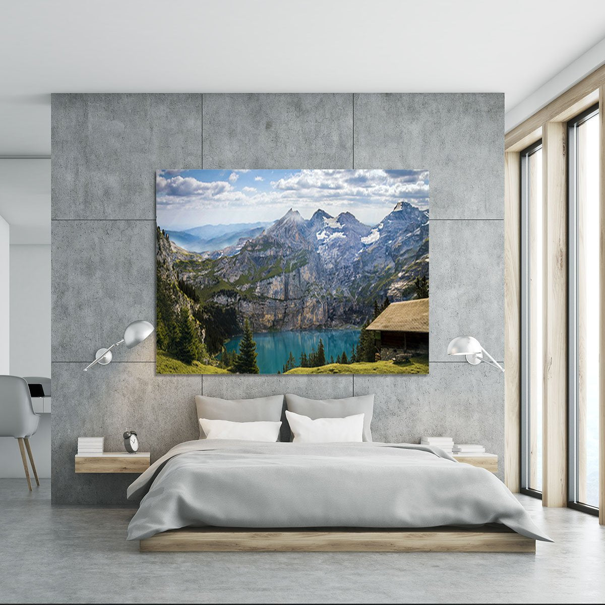Mountains Over Looking Lake Canvas Print or Poster