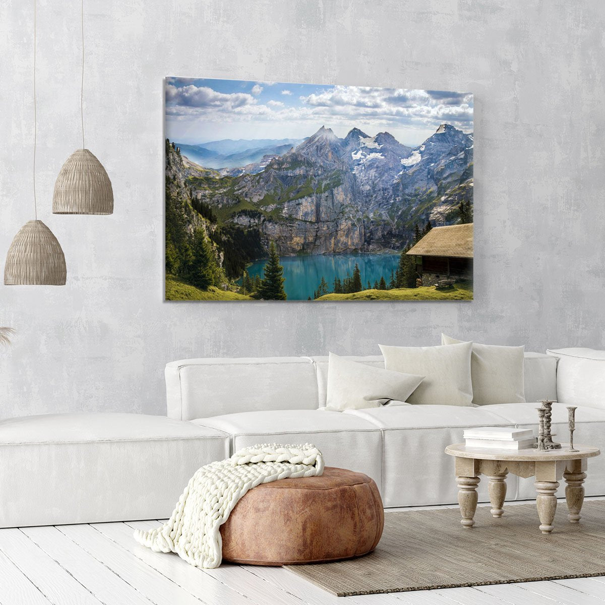 Mountains Over Looking Lake Canvas Print or Poster