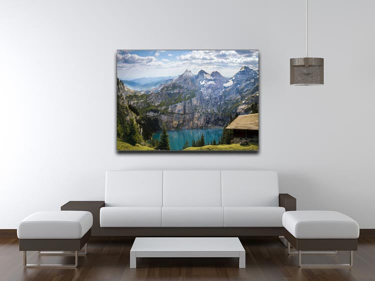 Mountains Over Looking Lake Print - Canvas Art Rocks - 4