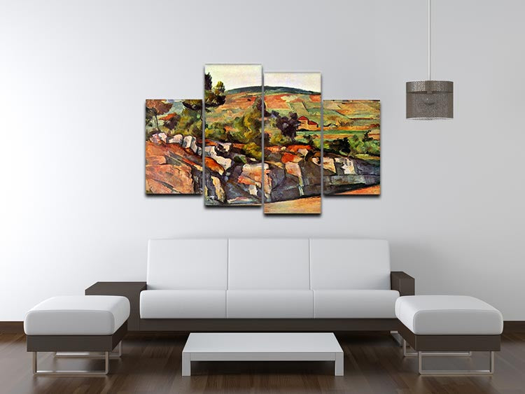 Mountains in Provence by Cezanne 4 Split Panel Canvas - Canvas Art Rocks - 3