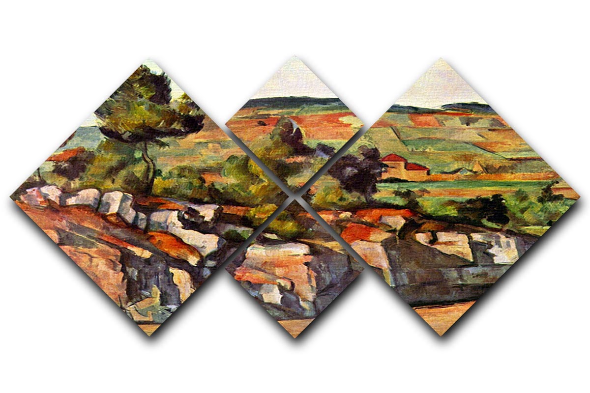 Mountains in Provence by Cezanne 4 Square Multi Panel Canvas - Canvas Art Rocks - 1