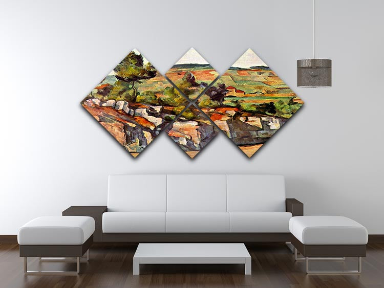 Mountains in Provence by Cezanne 4 Square Multi Panel Canvas - Canvas Art Rocks - 3