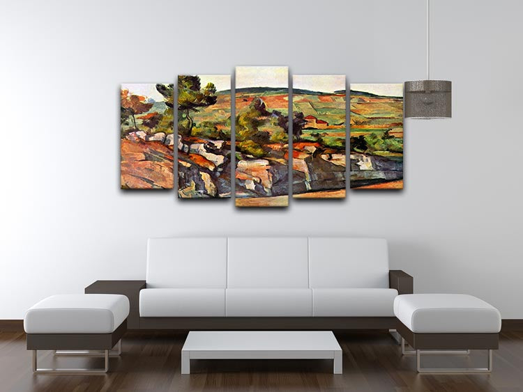 Mountains in Provence by Cezanne 5 Split Panel Canvas - Canvas Art Rocks - 3