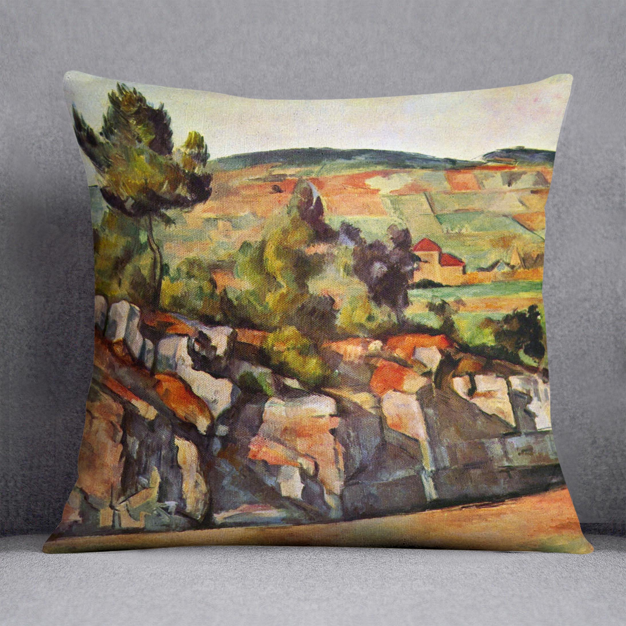 Mountains in Provence by Cezanne Cushion - Canvas Art Rocks - 1