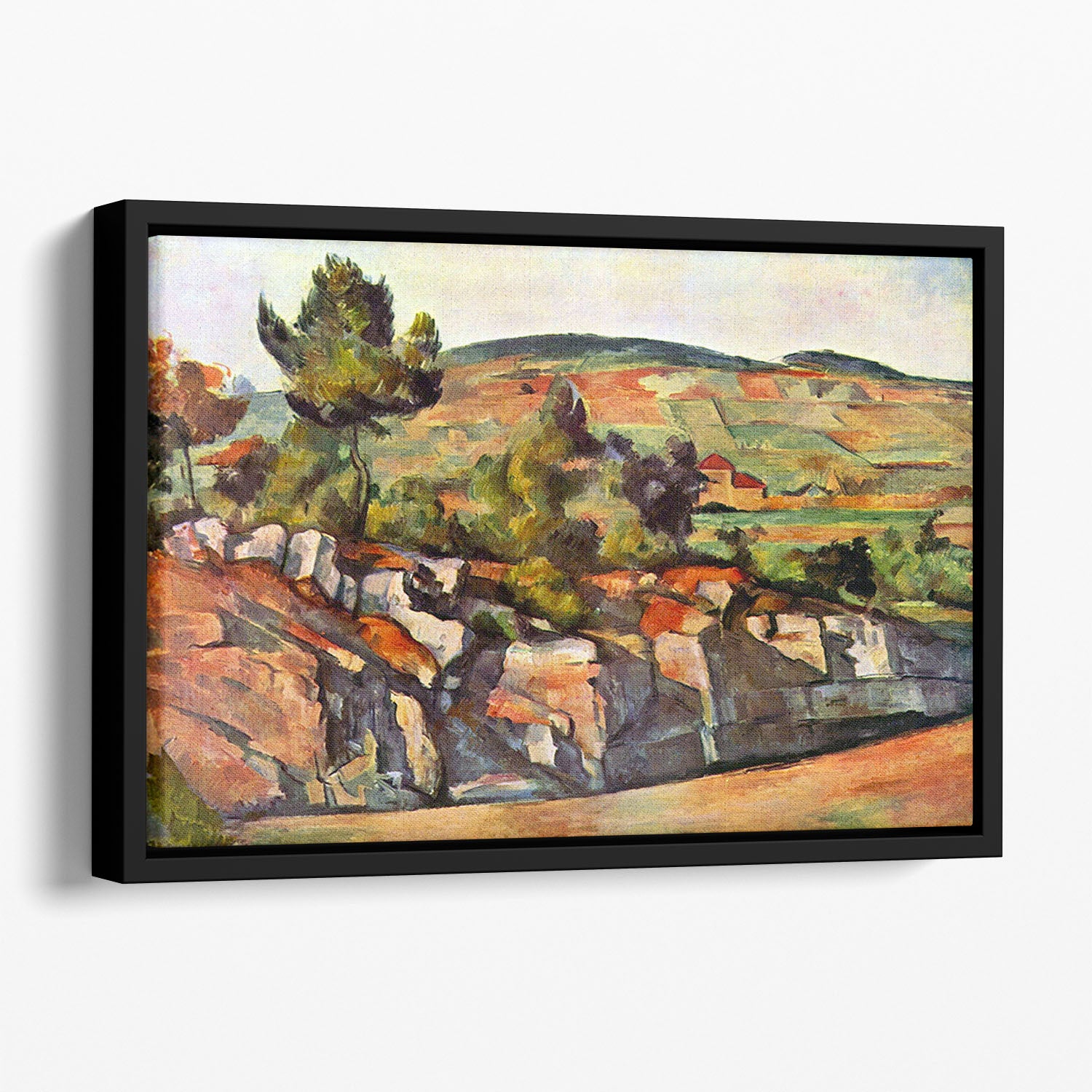 Mountains in Provence by Cezanne Floating Framed Canvas - Canvas Art Rocks - 1