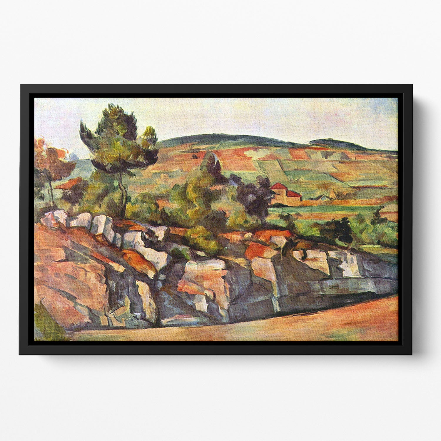 Mountains in Provence by Cezanne Floating Framed Canvas - Canvas Art Rocks - 2