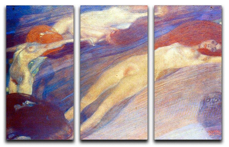 Moving water by Klimt 3 Split Panel Canvas Print - Canvas Art Rocks - 1