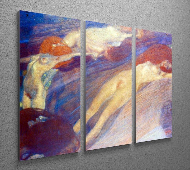 Moving water by Klimt 3 Split Panel Canvas Print - Canvas Art Rocks - 2