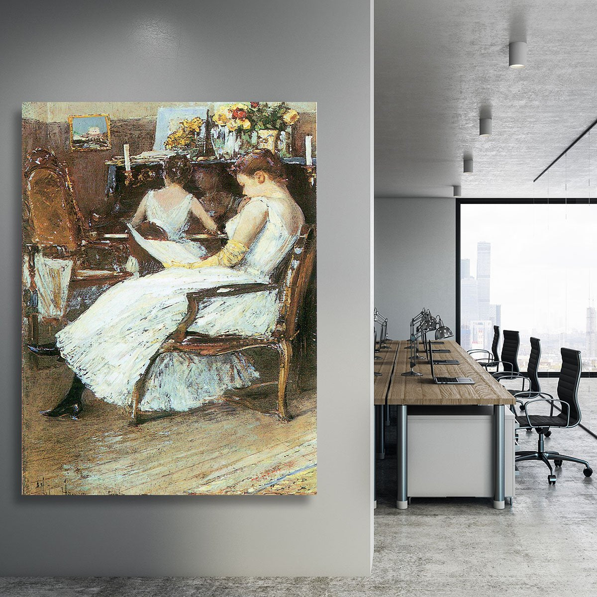 Mrs. Hassam and her sister by Hassam Canvas Print or Poster