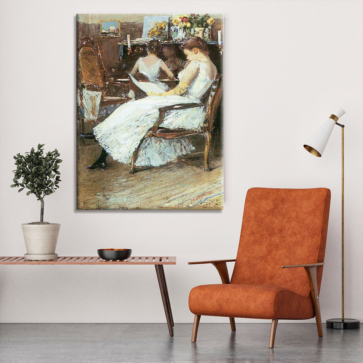 Mrs. Hassam and her sister by Hassam Canvas Print or Poster