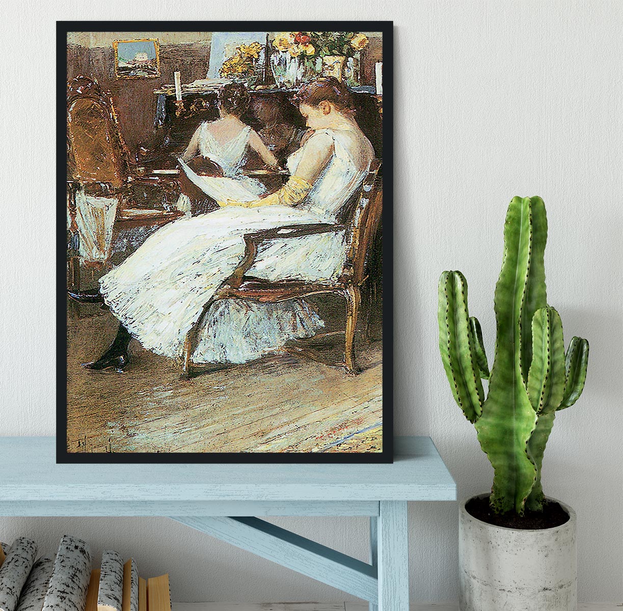 Mrs. Hassam and her sister by Hassam Framed Print - Canvas Art Rocks - 2