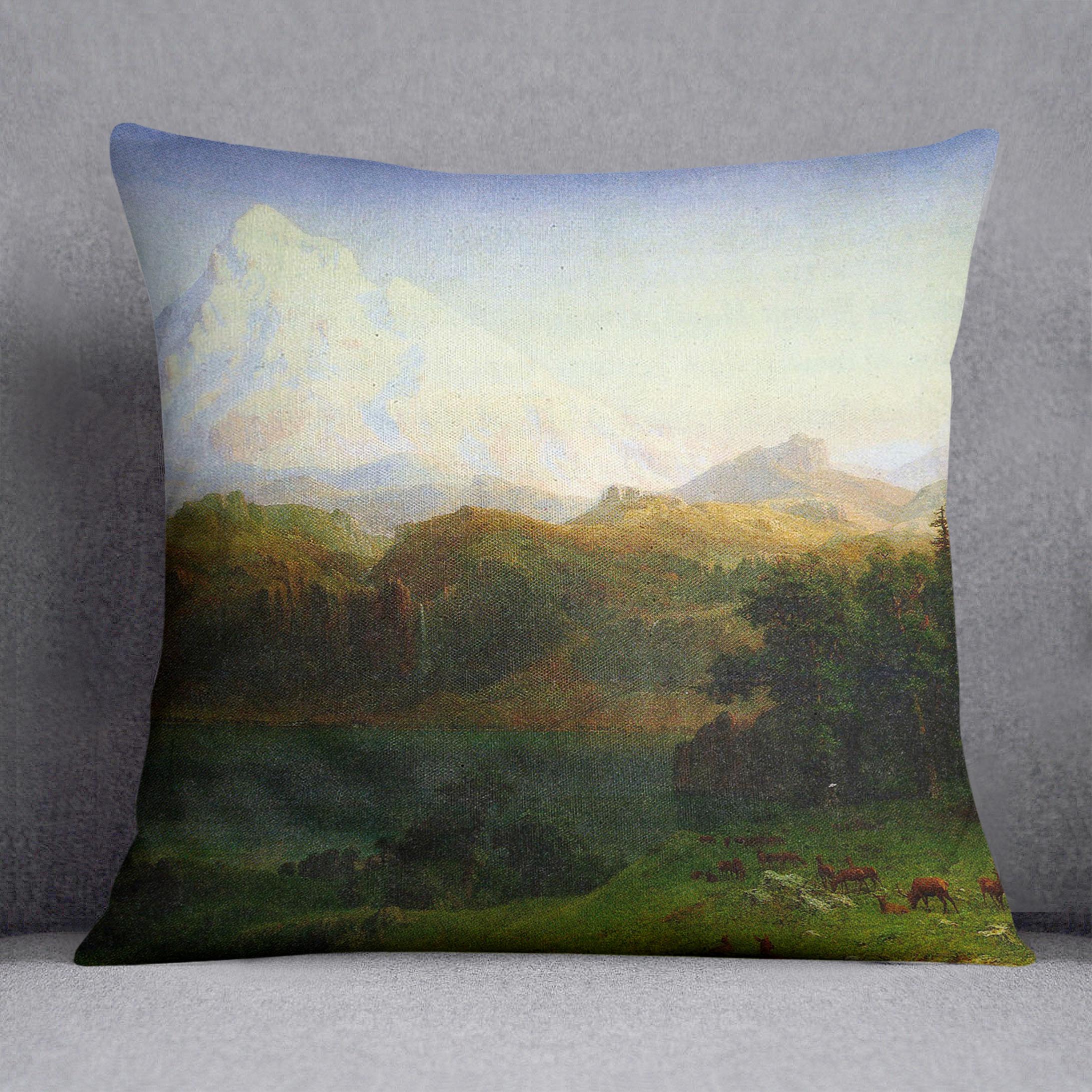 Mt. Hood Oregon by Bierstadt Cushion - Canvas Art Rocks - 1