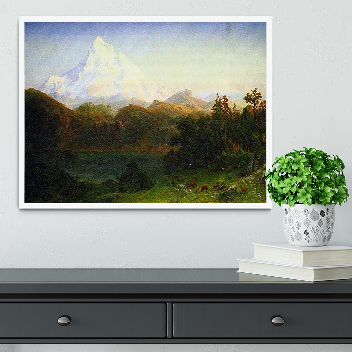 Mt. Hood Oregon by Bierstadt Framed Print - Canvas Art Rocks -6