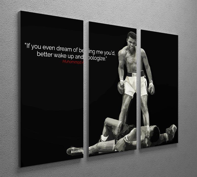 Muhammad Ali Dream Of Beating Me 3 Split Panel Canvas Print - Canvas Art Rocks - 2