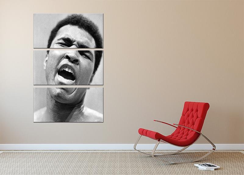 Muhammad Ali shouts 3 Split Panel Canvas Print - Canvas Art Rocks - 2