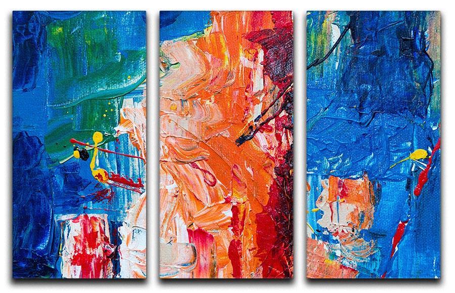 Multicolored Abstract Painting 3 Split Panel Canvas Print - Canvas Art Rocks - 1