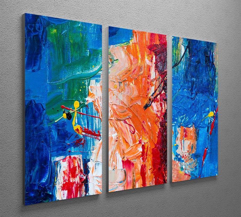 Multicolored Abstract Painting 3 Split Panel Canvas Print - Canvas Art Rocks - 2