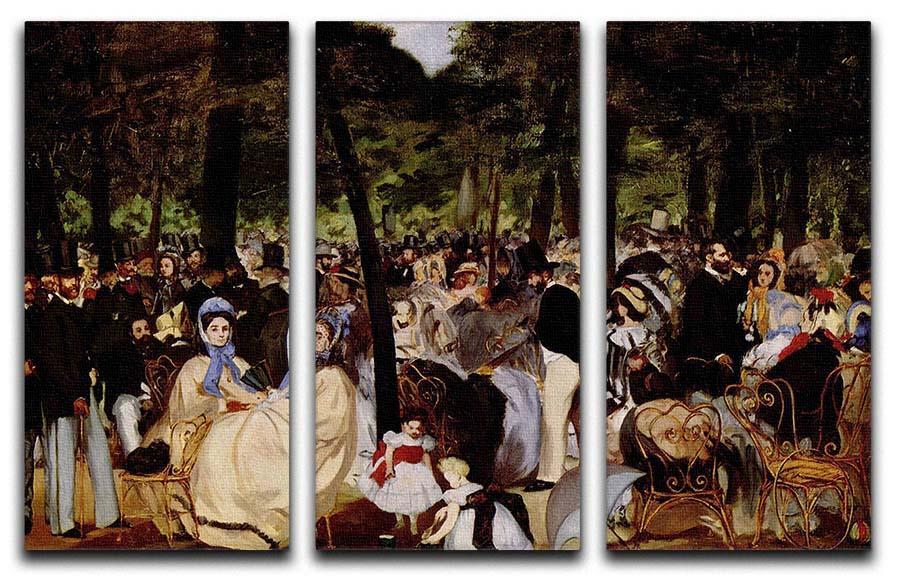 Music in Tuilerie Garden by Manet 3 Split Panel Canvas Print - Canvas Art Rocks - 1