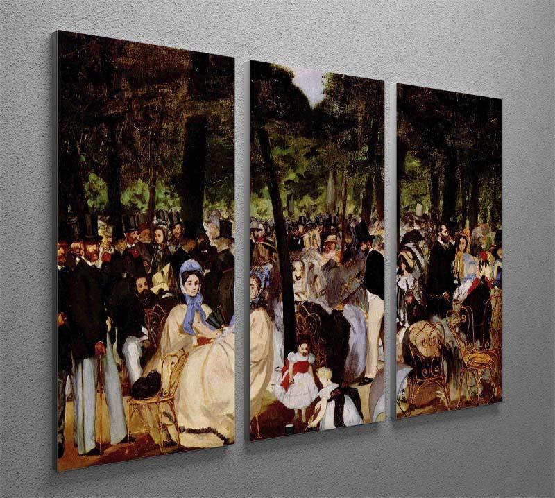 Music in Tuilerie Garden by Manet 3 Split Panel Canvas Print - Canvas Art Rocks - 2