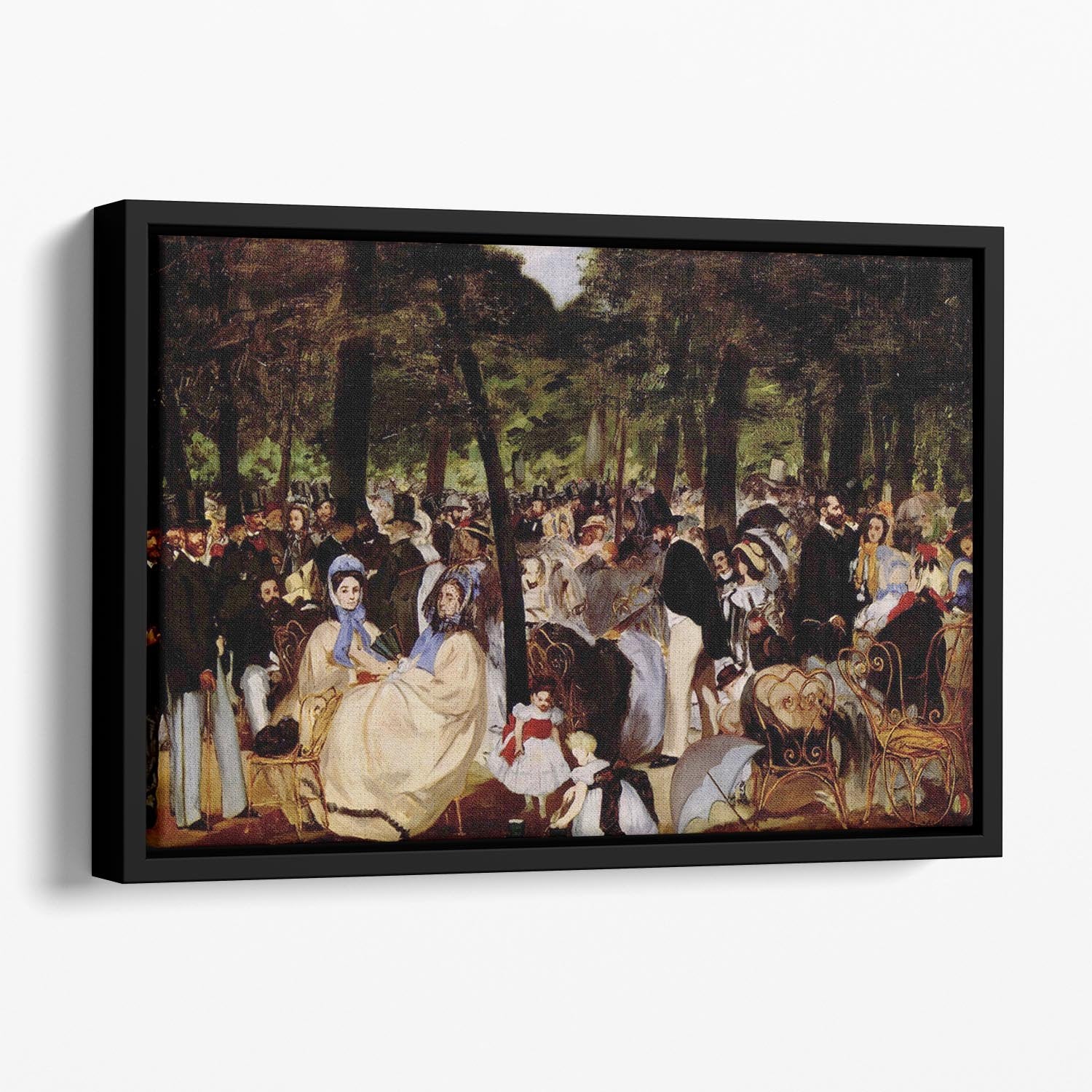 Music in Tuilerie Garden by Manet Floating Framed Canvas