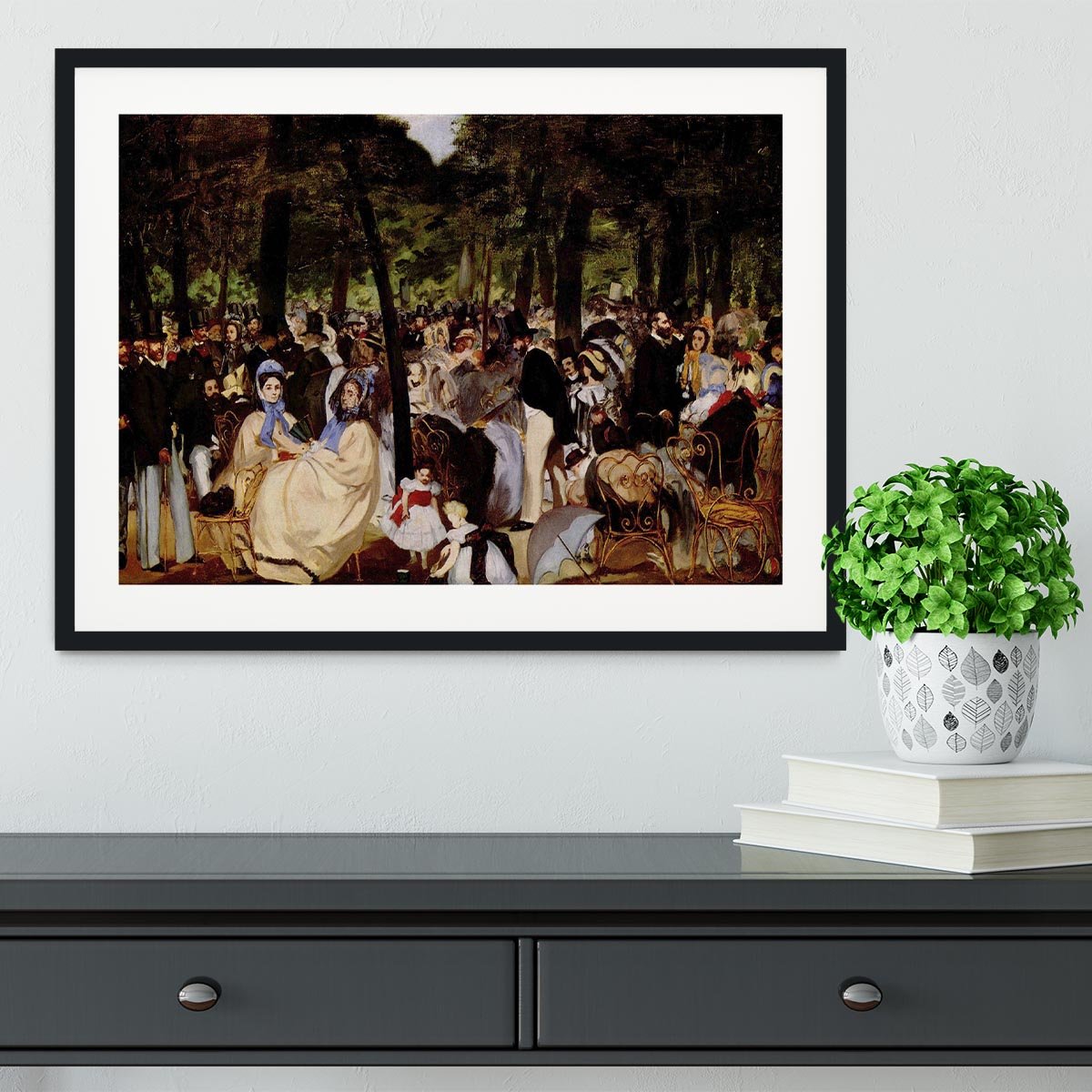 Music in Tuilerie Garden by Manet Framed Print - Canvas Art Rocks - 1